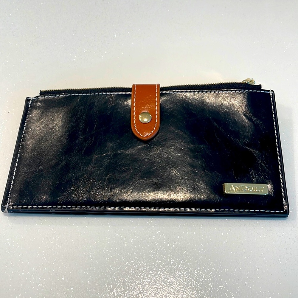 Andoilt black vegan leather credit card ID holder wallet
